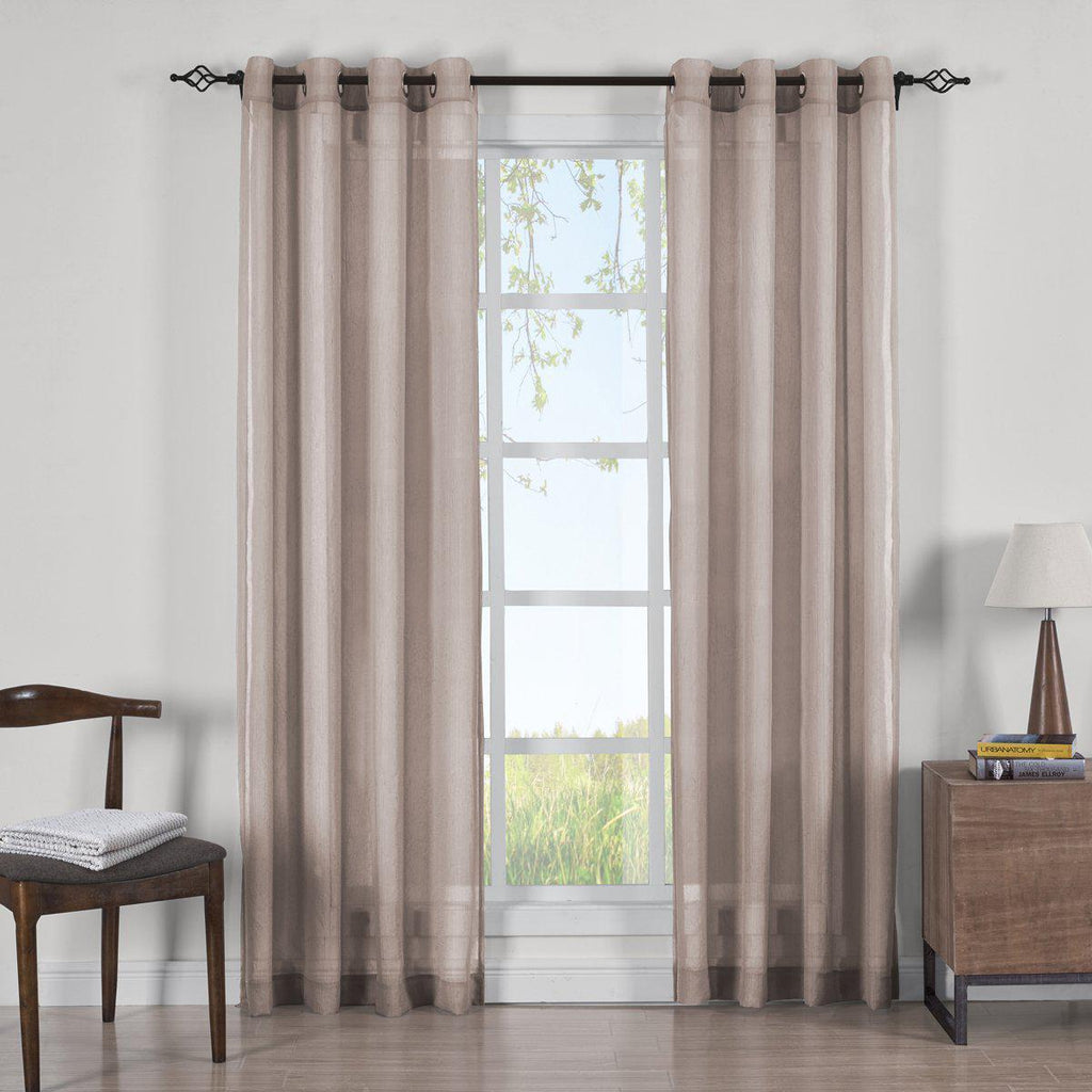 Abri Grommet Crushed Sheer Curtain Panels (Set of 2)