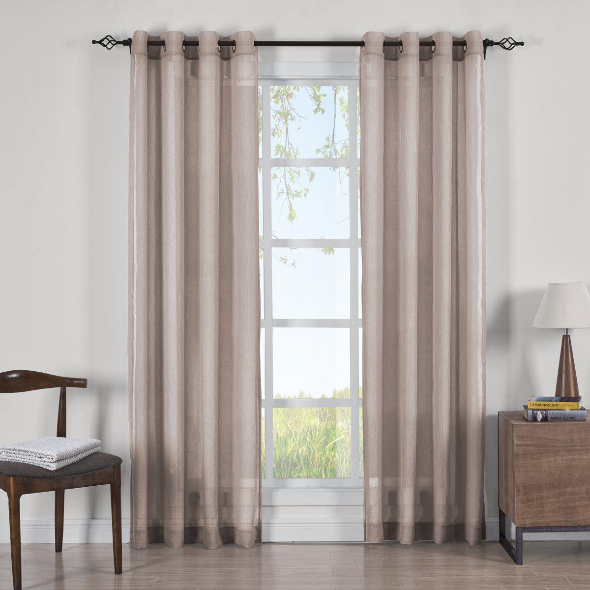 Abri Grommet Crushed Sheer Curtain Panels (Set of 2)